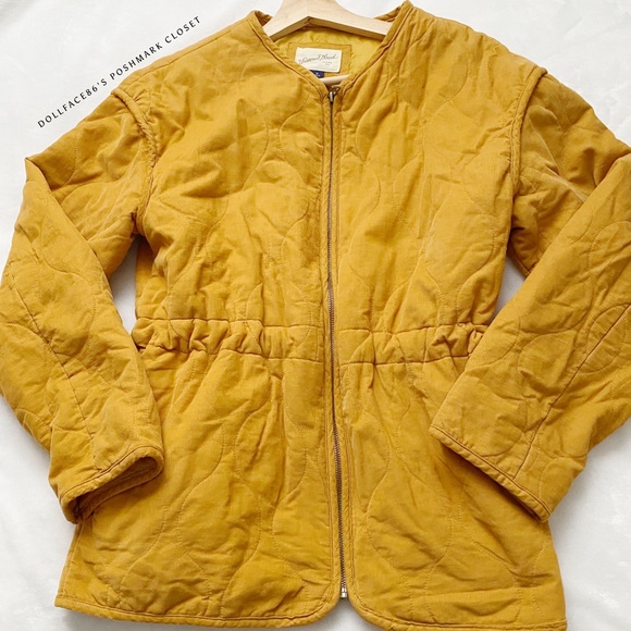 NWOT Quilted Collarless Corduroy Mustard Yellow Jacket - Picture 3 of 11
